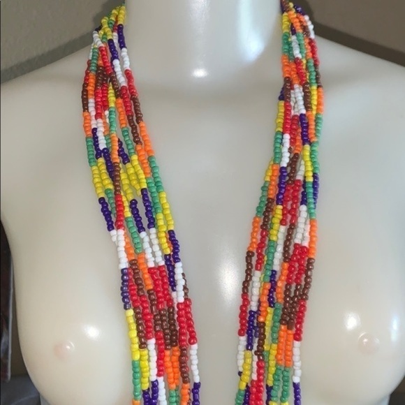 New 9 Individual Black Crystal Handmade Bead Necklace. - Picture 2 of 4